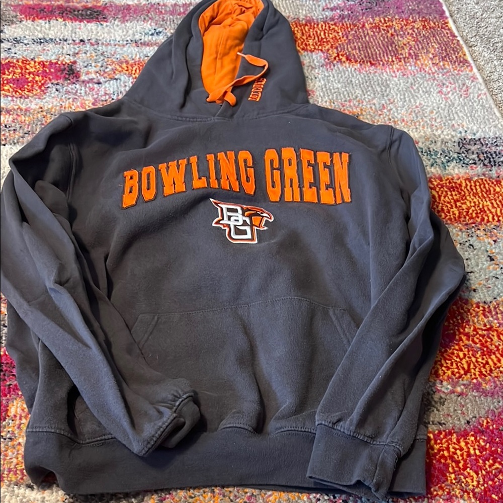 Bowling Green Men's Gray and Orange Hoodie
